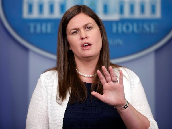 Deputy White House press secretary Sarah Huckabee Sanders speaking during the daily press briefing at the White House in Washington, Thursday, July 20, 2017. (AP Photo/Pablo Martinez Monsivais)