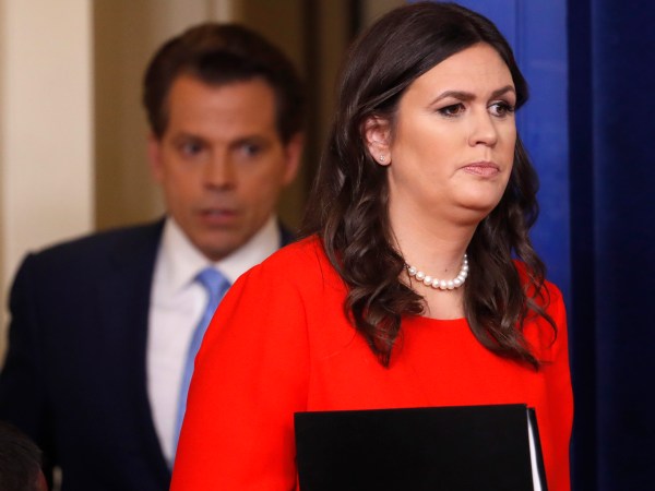 Deputy White House press secretary Sarah Huckabee Sanders speaks to members of the media in the Brady Press Briefing room of the White House in Washington, Friday, July 21, 2017. (AP Photo/Pablo Martinez Monsivais)