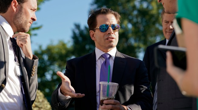 White House communications director Anthony Scaramucci speaks to members of the media at the White House in Washington, Tuesday, July 25, 2017. (AP Photo/Pablo Martinez Monsivais)