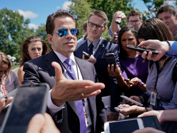 White House communications director Anthony Scaramucci speaks to members of the media at the White House in Washington, Tuesday, July 25, 2017. (AP Photo/Pablo Martinez Monsivais)