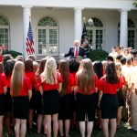 President Donald Trump speaks during an event with the American Legion Boys Nation and the American Legion Auxiliary Girls Nation, in the Rose Garden of the White House, Wednesday, July 26, 2017, in Washington. (AP Photo/Alex Brandon)