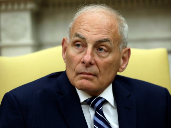 New White House Chief of Staff John Kelly is sworn in during a ceremony in the Oval Office with President Donald Trump, Monday, July 31, 2017, in Washington. (AP Photo/Evan Vucci)