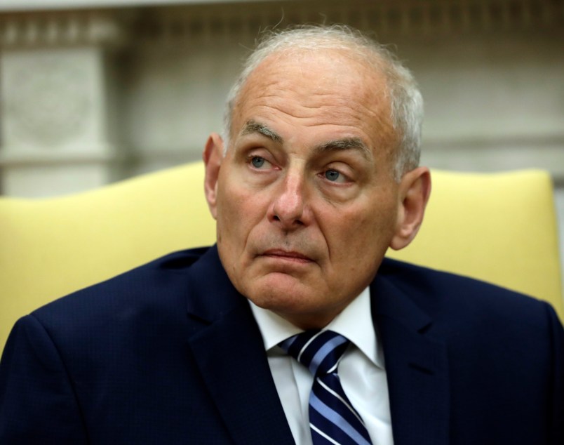 New White House Chief of Staff John Kelly is sworn in during a ceremony in the Oval Office with President Donald Trump, Monday, July 31, 2017, in Washington. (AP Photo/Evan Vucci)