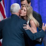 Ivanka Trump, right, hugs Gov. Mike Pence, R-Ind., after her father Republican presidential candidate Donald Trump announced Pence as the vice presidential running mate on, Saturday, July 16, 2016, in New York. (AP Photo/Evan Vucci)