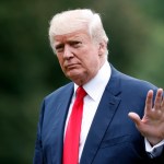 President Donald Trump as he arrives on the South Lawn of the White House, Monday, Aug. 14, 2017, in Washington. Trump is returning from a vacation to Bedminster, N.J. (AP Photo/Alex Brandon)