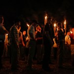 Multiple white nationalist groups march with torches through the UVA campus in Charlottesville on Friday, August 11, 2017. When met by counter protesters, some yelling "Black lives matter," tempers turned into violence. Multiple punches were thrown, pepper spray was sprayed and torches were used as weapons. Mandatory Credit: Mykal McEldowney/IndyStar via USA TODAY NETWORK