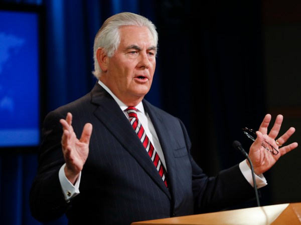 Secretary of State Rex Tillerson speaks at the State Department in Washington, Tuesday, Aug. 22, 2017, to discuss Afghanistan. (AP Photo/Pablo Martinez Monsivais)