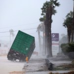 A power generator tips in infant of CHRISTUS Spohn Hospital Corpus Christi - Shoreline as Hurricane Harvey hits Friday, Aug. 25, 2017.