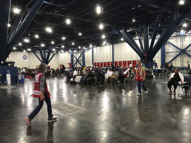 People seeking shelter from Hurricane Harvey at the George R. Brown Convention Center on Sunday, August 27, 2017. (Elizabeth Conley/Houston Chronicle)