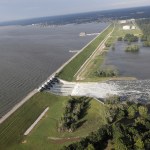 Water is released from Lake Conroe Tuesday, Aug. 29, 2017, in Conroe, Texas. (AP Photo/David J. Phillip)