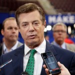 FILE - In this July 17, 2016 file photo, Trump Campaign Chairman Paul Manafort talks to reporters on the floor of the Republican National Convention at Quicken Loans Arena, Sunday, in Cleveland.  Republican Donald Trump announced a shakeup of his campaign leadership Wednesday, the latest sign of tumult in his bid for the White House as his poll numbers slip and only 82 days remain before the election.   (AP Photo/Matt Rourke)