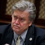 White House chief strategist Steve Bannon listens as President Donald Trump speaks during a meeting with county sheriffs in the Roosevelt Room of the White House in Washington, Tuesday, Feb. 7, 2017. (AP Photo/Evan Vucci)