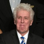 Rep. Lou Barletta, R-Pa., left, Tom Marino, R-Pa., center left, and Jeffrey Lord, right, watch as President-elect Donald Trump, center right, departs a rally in Hershey, Pa., Thursday, Dec. 15, 2016. (AP Photo/Matt Rourke)