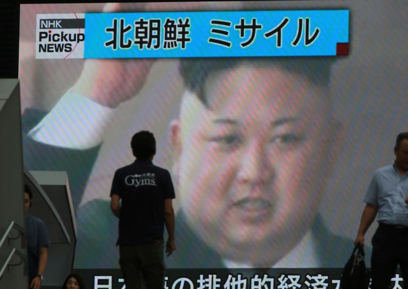 A TV news shows an image of North Korean leader Kim Jong Un while reporting North Korea's missile test which landed in the waters of Japan's economic zone in Tokyo Tuesday, July 4, 2017. North Korea claimed to have tested its first intercontinental ballistic missile in a launch Tuesday, a potential game-changing development in its push to militarily challenge Washington — but a declaration that conflicts with earlier South Korean and U.S. assessments that it had an intermediate range. (AP Photo/Eugene Hoshiko)