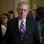 Senate Majority Leader Mitch McConnell, R-Ky., joined by Sen. Roy Blunt, R-Mo., left, pauses as he holds his first news conference since the Republican health care bill collapsed last week due to opposition within the GOP ranks, on Capitol Hill Washington, Tuesday, Aug. 1, 2017.  Sen. McConnell delayed the start of the traditional summer recess until the third week of August to catch up on uncompleted work.  (AP Photo/J. Scott Applewhite)