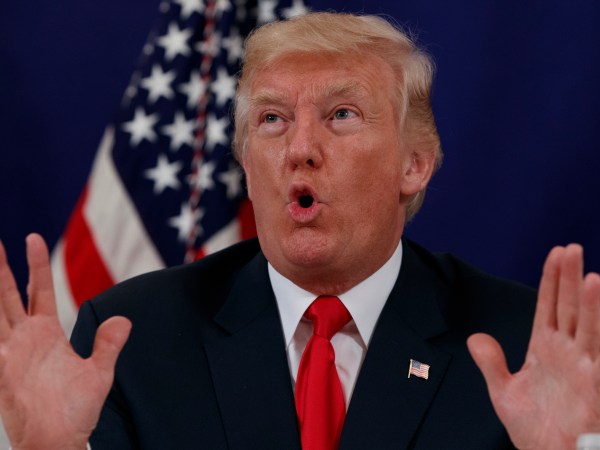 President Donald Trump speaks to reporters after a security briefing at Trump National Golf Club, Thursday, Aug. 10, 2017, in Bedminster, N.J. (AP Photo/Evan Vucci)
