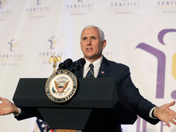 Vice President Mike Pence speaks during the Indianapolis Ten Point Coalition luncheon Friday, Aug. 11, 2017, in Indianapolis. (AP Photo/Darron Cummings)