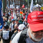 An Alt Right demonstrator walks into Lee Park in Charlottesville, Va., Saturday, Aug. 12, 2017.  (AP Photo/Steve Helber)