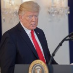 President Donald Trump walks up to the podium to speak to members of the media regarding the on going situation in Charlottesville, Va., Saturday, Aug. 12, 2017 in Bedminister, N.J. (AP Photo/Pablo Martinez Monsivais)
