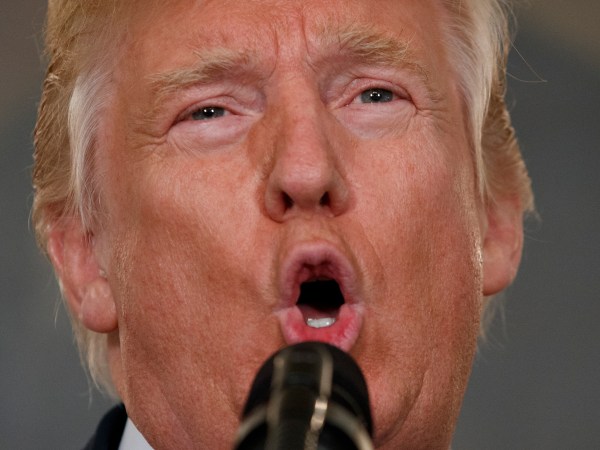 President Donald Trump speaks about the deadly white nationalist rally in Charlottesville, Va., in the Diplomatic Room of the White House, Monday, Aug. 14, 2017, in Washington. (AP Photo/Evan Vucci)