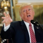 President Donald Trump speaks to the media in the lobby of Trump Tower, Tuesday, Aug. 15, 2017.  (AP Photo/Pablo Martinez Monsivais)