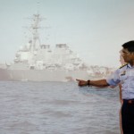 Malaysian Maritime Director Indera Abu Bakar show the damage of USS John S. McCain ship during a press conference in Putrajaya, Malaysia on Monday, Aug. 21, 2017. The U.S. Navy says the USS John S. McCain has arrived at Singapore's naval base with "significant damage" to its hull after a collision early Monday between it and an oil tanker. (AP Photo/Daniel Chan)