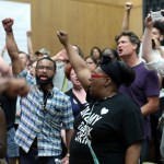 Emotions run high during the Charlottesville City Council meeting Monday night in Charlottesville, Va. Photo/Andrew Shurtleff/The Daily Progress