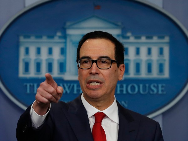 Treasury Secretary Steven Mnuchin speaks during the news briefing at the White House, in Washington, Friday, Aug. 25, 2017. (AP Photo/Carolyn Kaster)