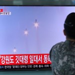 A South Korean soldier watches a TV screen showing a local news program reporting on North Korea's missiles at the Seoul Train Station in Seoul, South Korea, Saturday, Aug. 26, 2017. Three North Korea short-range ballistic missiles failed on Saturday, U.S. military officials said, which, if true, would be a temporary setback to Pyongyang's rapid nuclear and missile expansion. The banner on the top read "North Korea's missiles firing." (AP Photo/Lee Jin-man)