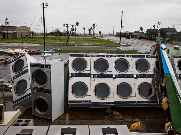 A laundromat's machines sit exposed in the elements after Hurricane Harvey ripped through Rockport, Texas, on Saturday, August 26, 2017. The hurricane hit the Texas coast as a category 4 storm, damaging buildings and leaving tens of thousands without power. NICK WAGNER / AMERICAN-STATESMAN