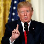 President Donald Trump speaks during a news conference with Finnish President Sauli Niinisto in the East Room of the White House, Monday, Aug. 28, 2017, in Washington. (AP Photo/Alex Brandon)