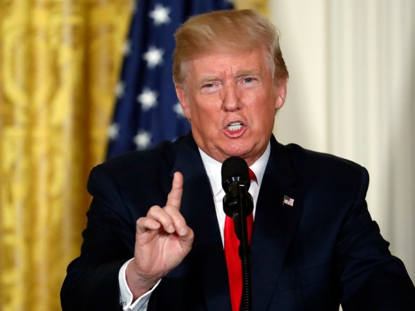 President Donald Trump speaks during a news conference with Finnish President Sauli Niinisto in the East Room of the White House, Monday, Aug. 28, 2017, in Washington. (AP Photo/Alex Brandon)