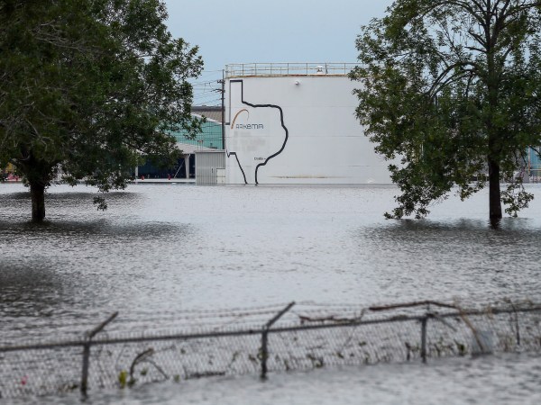 The Arkema  chemical plant is flooded from Tropical Storm Harvey Wednesday, Aug. 30, 2017, in Crosby, Texas. Floodwaters from Harvey have knocked out power and generators that keep volatile organic peroxides stored at the facility cool. Employees and about 300 homes within a mile and half radius of the plant were evacuated Tuesday. ( Godofredo A. Vasquez / Houston Chronicle )