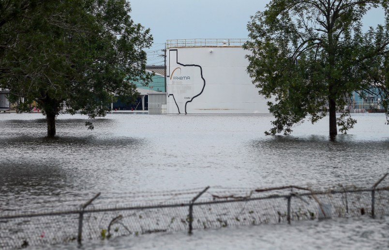 The Arkema  chemical plant is flooded from Tropical Storm Harvey Wednesday, Aug. 30, 2017, in Crosby, Texas. Floodwaters from Harvey have knocked out power and generators that keep volatile organic peroxides stored at the facility cool. Employees and about 300 homes within a mile and half radius of the plant were evacuated Tuesday. ( Godofredo A. Vasquez / Houston Chronicle )
