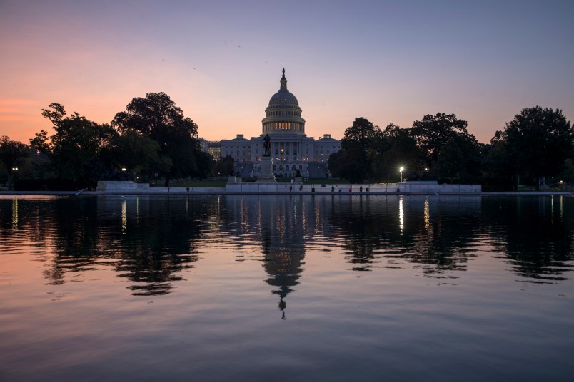The Capitol is seen at sunrise as Congress returns from the August recess to face work on immigration, the debt limit, funding the government, and Hurricane Harvey, in Washington, Tuesday, Sept. 5, 2017.    (AP Photo/J. Scott Applewhite)