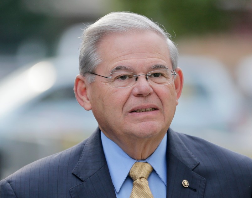 Sen. Bob Menendez arrives to court in Newark, N.J., Wednesday, Sept. 6, 2017. The corruption trial for the New Jersey Democrat and a wealthy Florida eye doctor begins on Wednesday in Newark. The trial will examine whether Menendez was illegally lobbying for Salomon Melgen, who gave him political contributions and gifts including luxury vacations. (AP Photo/Seth Wenig)