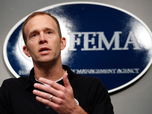 Federal Emergency Management Agency (FEMA) Administrator Brock Long speaks during a news conference in Washington, Thursday, Aug. 31, 2017, about Harvey’s devastating flooding. (AP Photo/Jacquelyn Martin)