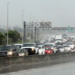 Northbound traffic on the turnpike near Sunrise Blvd. was backing up in the rain. Mike Stocker, South Florida Sun-Sentinel ...SOUTH FLORIDA OUT; NO MAGS; NO SALES; NO INTERNET; NO TV...