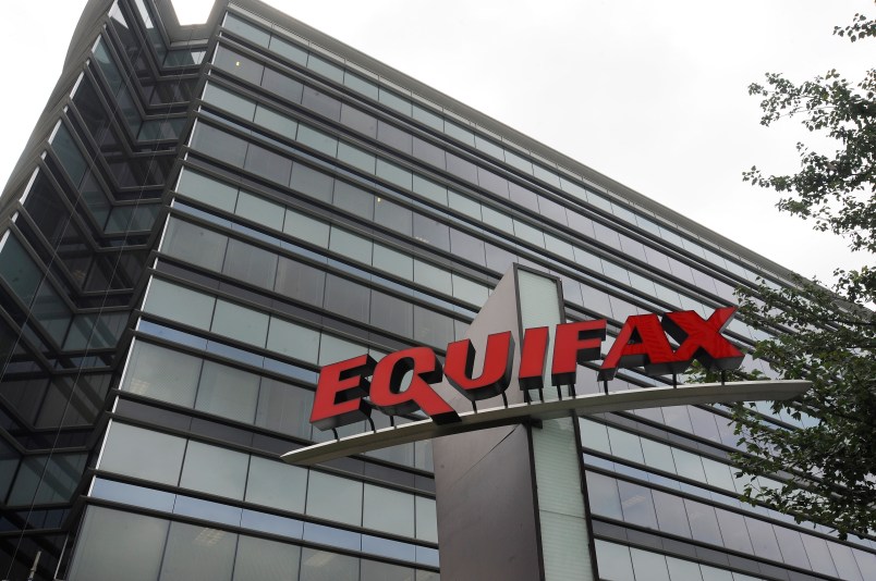 HOLD FOR JENNY KANE   In this Saturday, July 21, 2012, photo Equifax Inc., offices are seen, in Atlanta. Equifax Inc. is a consumer credit reporting agency in the United States. (AP Photo/Mike Stewart)
