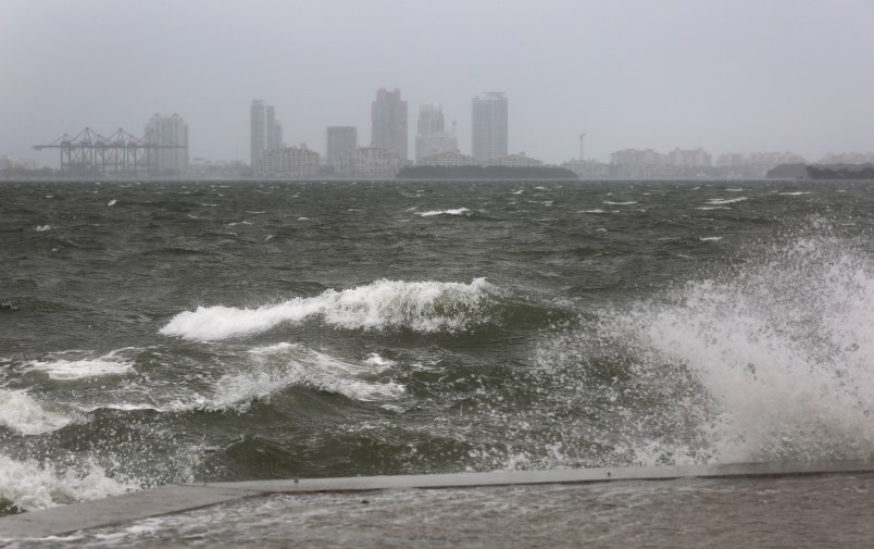 The winds and sea are whipped up off of the Rickenbacker Causeway in Miami as Hurricane Irma approaches, Mike Stocker, South Florida Sun-Sentinel ...SOUTH FLORIDA OUT; NO MAGS; NO SALES; NO INTERNET; NO TV...