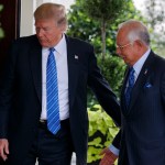 President Donald Trump greets Malaysian Prime Minister Najib Razak at the White House, Tuesday, Sept. 12, 2017, in Washington. (AP Photo/Evan Vucci)