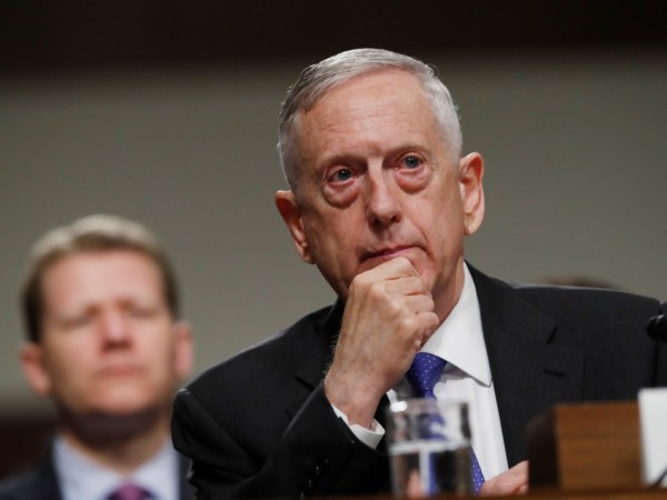 Defense Secretary Jim Mattis listens on Capitol Hill in Washington, Tuesday June 13, 2017, while testifying before the Senate Armed Services Committee hearing on the Pentagon's budget. (AP Photo/Jacquelyn Martin)