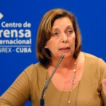 Josefina Vidal, Cuba's director-general of U.S. affairs, speaks to reporters in Havana, Cuba, Thursday, Jan. 12, 2017, after President Barack Obama announced he is ending the immigration policy that allows any Cuban who makes it to U.S. soil to stay and become a legal resident. The Cuban government praised the move. (AP Photo/Desmond Boylan)