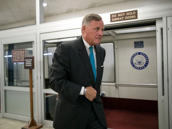 Sen. Richard Burr, R-N.C., chairman of the Senate Select Committee on Intelligence, rushes through a subway corridor at the Capitol in Washington, Tuesday, Sept. 19, 2017.   (AP Photo/J. Scott Applewhite)