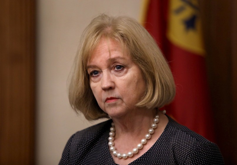 St. Louis Mayor Lyda Krewson holds a press conference at city hall on Tuesday, Sept. 19, 2017. Protests began on Friday after former police officer Jason Stockley was found innocent in the 2011 fatal shooting of Anthony Lamar Smith. Photo by David Carson, dcarson@post-dispatch.com