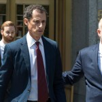Former U.S. Rep. Anthony Weiner leaves Federal court, Friday, May 19, 2017, in New York. Weiner pleaded guilty to a charge of transmitting sexual material to a minor and could get years in prison.  (AP Photo/Mary Altaffer)