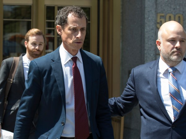 Former U.S. Rep. Anthony Weiner leaves Federal court, Friday, May 19, 2017, in New York. Weiner pleaded guilty to a charge of transmitting sexual material to a minor and could get years in prison.  (AP Photo/Mary Altaffer)