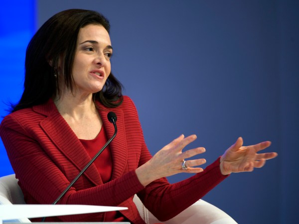 Chief Operating Officer of Facebook, Sheryl Sandberg speaks during a plenary session in the Congress Hall during the 47th annual meeting of the World Economic Forum, WEF, in Davos, Switzerland, Wednesday, January 18, 2017. The meeting brings together enterpreneurs, scientists, chief executive and political leaders in Davos January 17 to 20.(KEYSTONE/Laurent Gillieron)