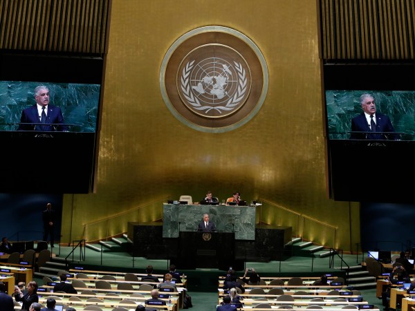 Dominican Republic's Foreign Minister Miguel Vargas Maldonado addresses the United Nations General Assembly Wednesday, Sept. 20, 2017, at the United Nations headquarters. (AP Photo/Frank Franklin II)