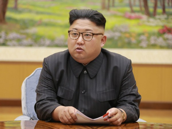 In this Sept. 3, 2017, image distributed on Monday, Sept. 4, 2017, by the North Korean government, North Korea's leader Kim Jong Un holds a meeting of the ruling party's presidium. North Korea claimed a "perfect success" for its most powerful nuclear test so far, a further step in the development of weapons capable of striking anywhere in the United States. Independent journalists were not given access to cover the event depicted in this image distributed by the North Korean government. The content of this image is as provided and cannot be independently verified. (Korean Central News Agency/Korea News Service via AP)